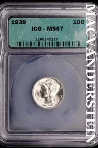 1939 Mercury Dime - ICG MS67 - Scarce  No Reserve  #SLK348