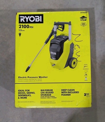 #ad NEW RYOBI 2100 PSI 1.2 GPM Electric Cold Water Pressure Washer Model# RY142012 $179.99