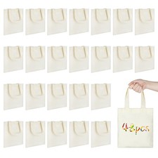 48 Pcs Sublimation Mini Canvas Tote Bags Bulk 7.8x8.6 Inch Blank Reusable Gro