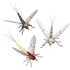 Synthfly Lifelike Mayfly Pack of 8 Mayflies for Fly Fishing (Gray & Brown Dra...