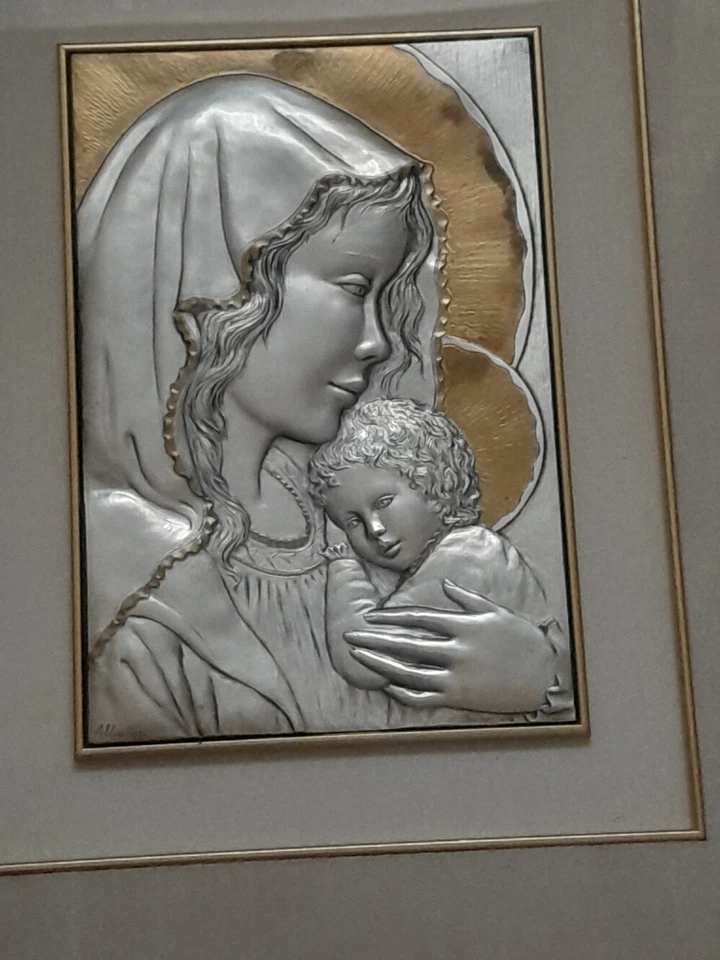 QUADRO CAPOLETTO MADONNA SU LASTRA IN ARGENTO CON CERTFICATO ALLIANI - Immagine 2 di 4