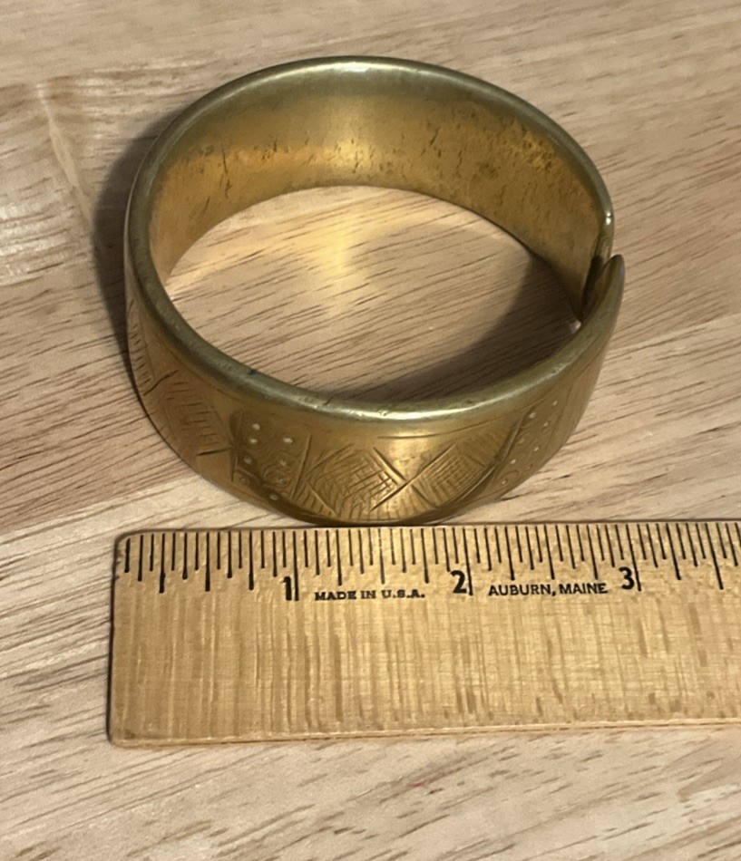 African Solid Brass 3” Cuff Bracelet - image 5