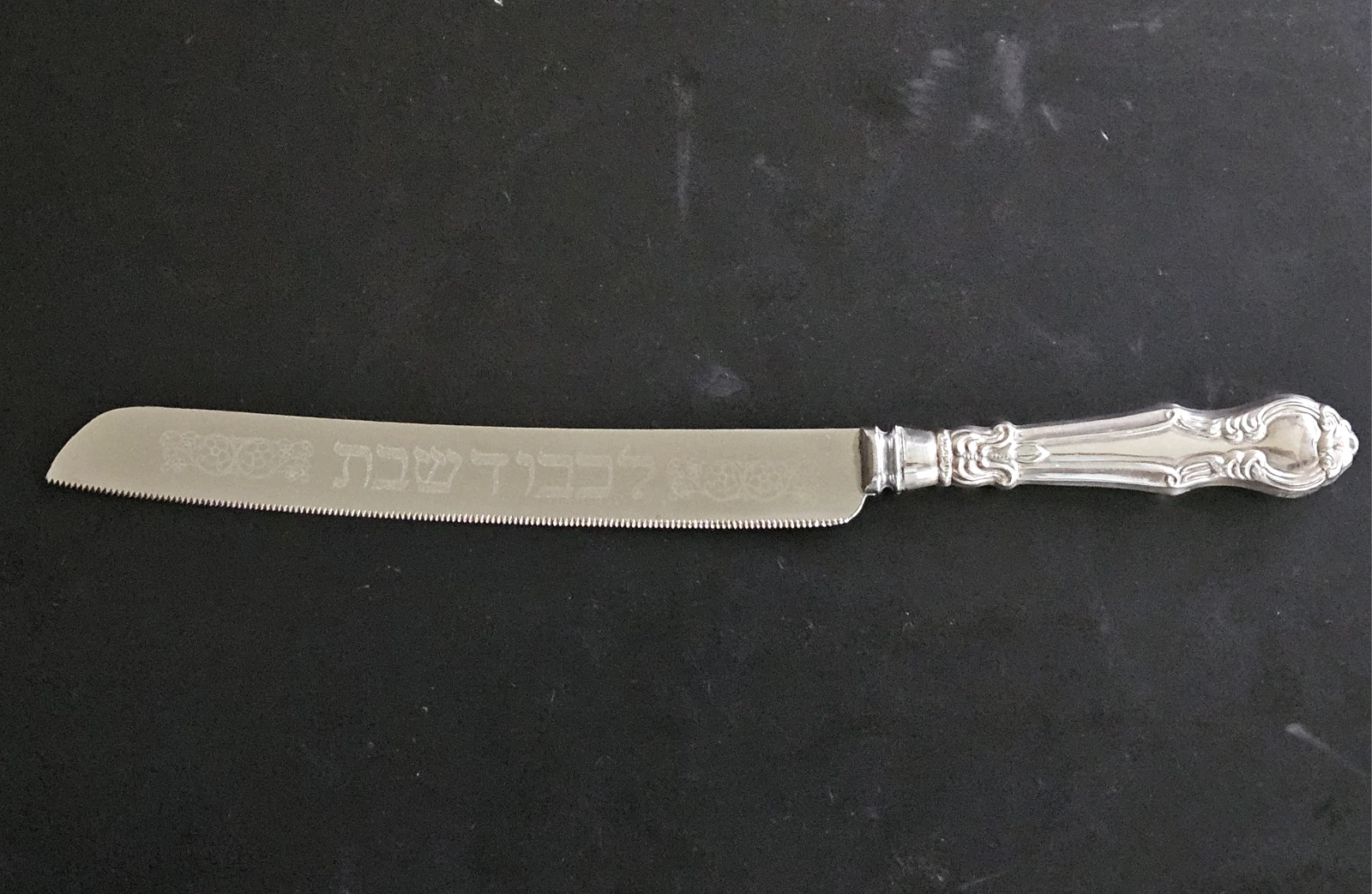 Vintage Sterling Silver Handle Shabbat Challah Bread Knife Sheffield Steel Blade