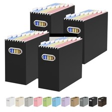 Cardboard File Organizer Box for Hanging File Letter Size - 4 Packs Black