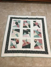 Vintage Multicolored Throw or Lap Quilt Handmade 45" x 46"