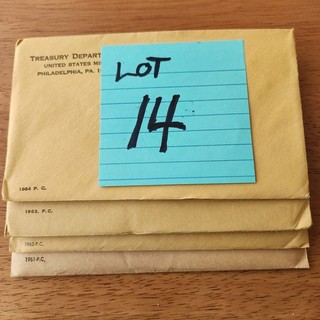 Four Mint Proof Sets 1961 1964 In envelopes Uncirculated Auction Only NO OFFERS