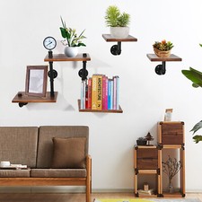 Scaffale sospeso 5 pz mensola da parete industriale legno massello scaffale sospeso supporto metallo