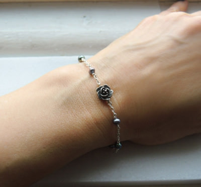 Handmade Sterling Silver Rose Pearl Bracelet Jewelry | eBay