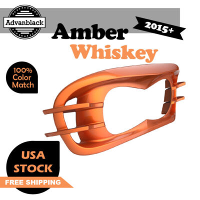 Advanblack Amber Whiskey Headlight Bezel Fits 2015+ Harley Road Glide FLTRX