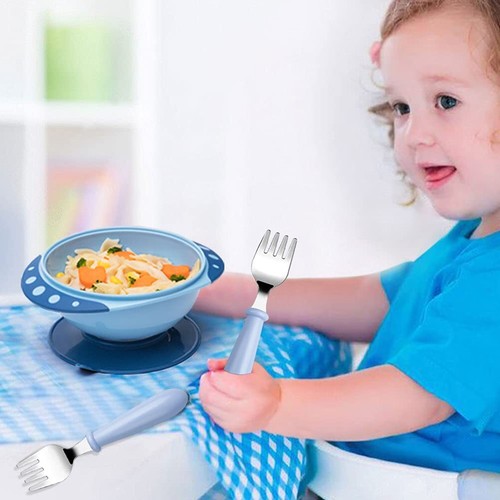 Pimoys 6 Stück Kleinkindgabeln Babygabeln zum Selbstfüttern, Kindergabeln mit Ro - Bild 4 von 5
