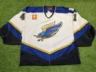 2000-01 Game Worn Jason Genik Fresno Falcons WCHL Hockey Jersey Sz 58G
