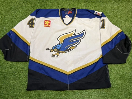 2000-01 Game Worn Jason Genik Fresno Falcons WCHL Hockey Jersey Sz 58G