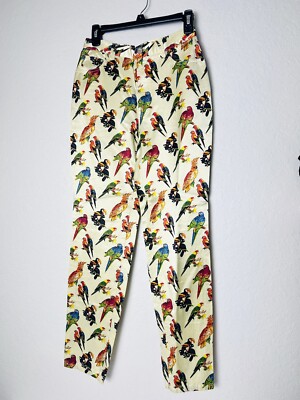 Gianfranco Ferre Vintage 90s Parrot Bird Print Designer Pants Jeans Satin 29