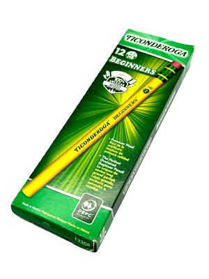 Vintage Ticonderoga (Dixon) BEGINNERS #2  Pencils Yellow Box of 12 (13308) NIP