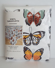 Butterfly Theme Vinyl Tablecloth Unisex 60 x 84 in Oblong Multi Color Modern
