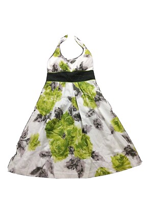 Corey P Womens 4 White Green Floral Backless Tie Back Halter Dress Summer Dress | eBay Corey P Womens 4 White Green Floral Backless Tie Back Halter Dress Summer Dress | eBay