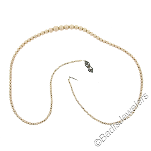 Antique Art Deco Graduated Pearl Strand Necklace with 14k Gold Filigree Clasp - Picture 4 of 7