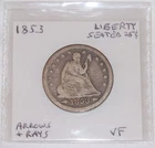 1853 LIBERTY SEATED QUARTER ARROWS AND RAYS FINE CONDITION