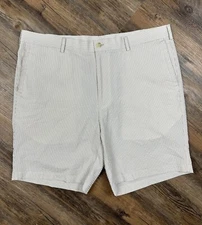 Peter Millar Featherweight Shorts Men's 38 Tan Apex Seersucker Stripe Golf Chino