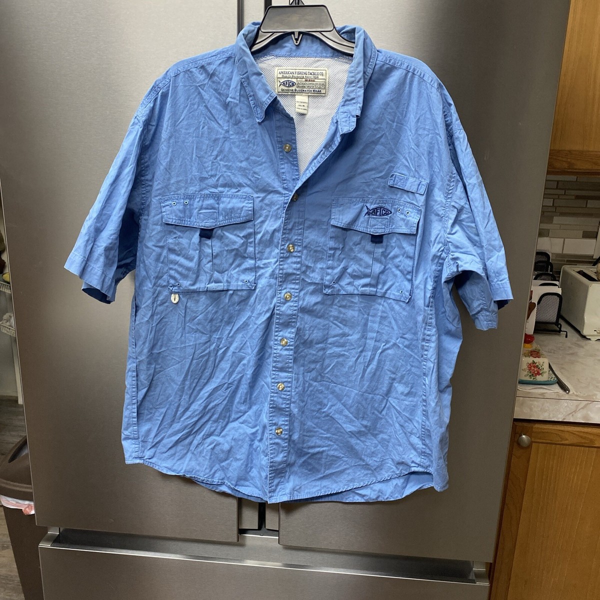 Chemise Homme AFTCO Manches Courtes, Taille M, Couleur Sarcelle, Pêche