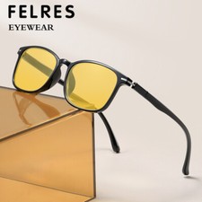 Unisex Square Blue Light Blocking Classes Yellow Lens Night Vision Sunglasses