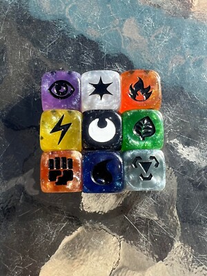 9 Pokemon CUSTOM Dice Lightning Metal Psychic Water Grass Fire Dark TYPE 