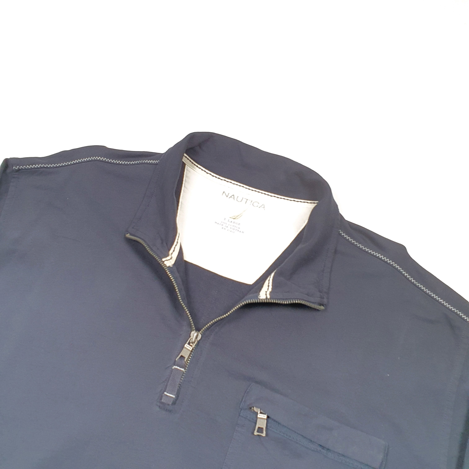 Mens NAUTICA Cotton 1/4 Quarter Zip Jumper Sweatshirt XL image 2
