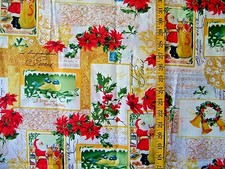 SANTA CLAUS TRADITIONAL CHRISTMAS PRINT 100 COTTON FABRIC 63X43 INCHES