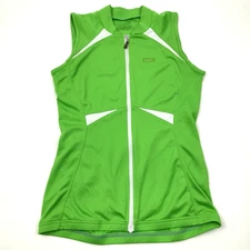 VINTAGE Louis Garneau Cycling Jersey Size Small Green White Shirt Full Zip Tank