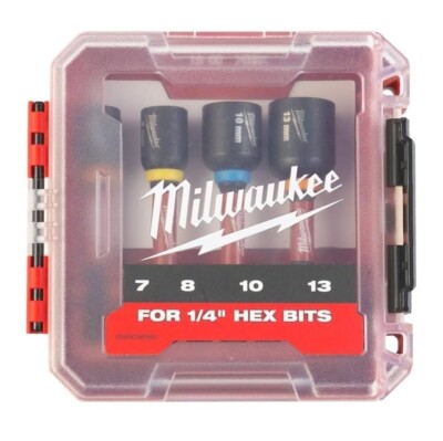 Milwaukee Mutterndreher Set x4 7 mm 8 mm 10 mm 13 mm Muttersetzer Muttersetzer 4932492445