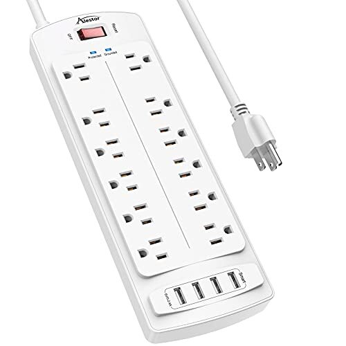 Power Strip,Surge Protector with 12 Outlets and 4 USB Ports, 6 Feet Extension...
