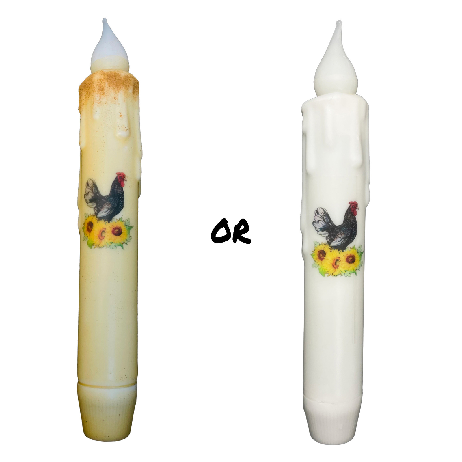 7 Inch Battery-Powered LED Timer Taper Candle with Hen Design