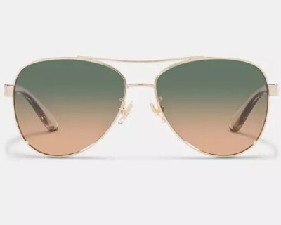 *COACH*~(OHC7077)~Horse And Carriage Pilot Sunglasses~Green/Yellow Gradient~BNWT