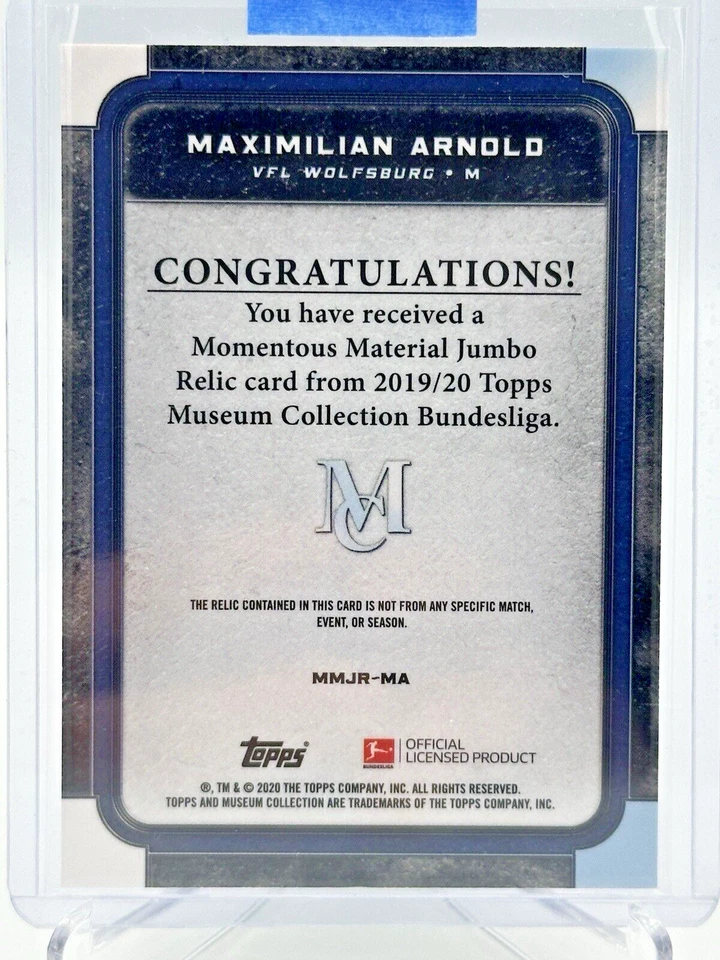 2019 Museum Collection Bundesliga Jumbo Relics Gold 17/50 Maximilian Arnold Auto - Image 3 of 3