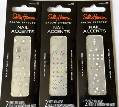 Sally Hansen Salon Effects Nail Accents Assorted Design Lot of 3 Pks of Stickers