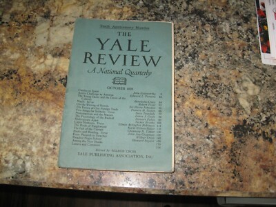 1921 Yale Review Robert Frost, Croce, Sara Teasdale, E.A. Robinson, Galsworthy