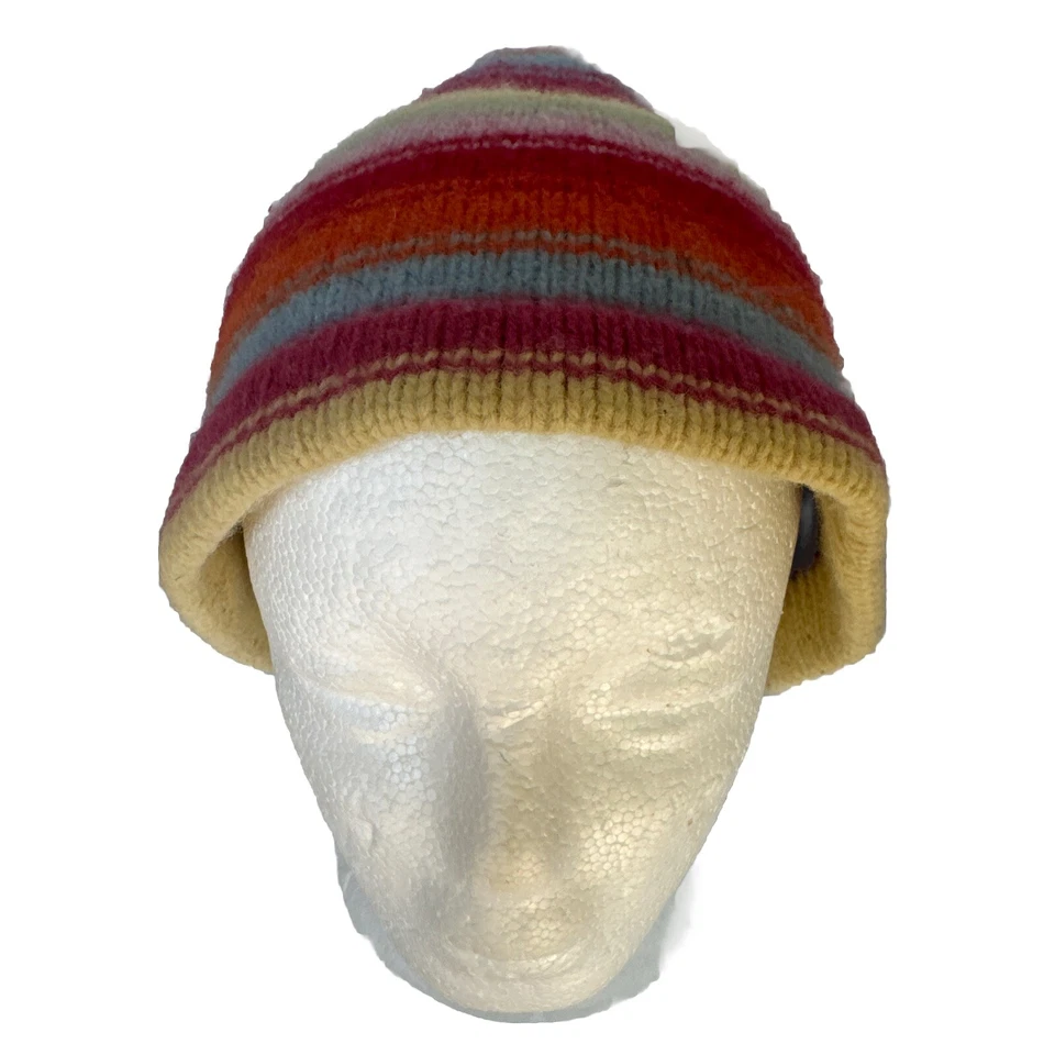 条纹羊毛豆豆帽舒适针织袜帽冬季多色豪华针织 — 第 3/4 张图片