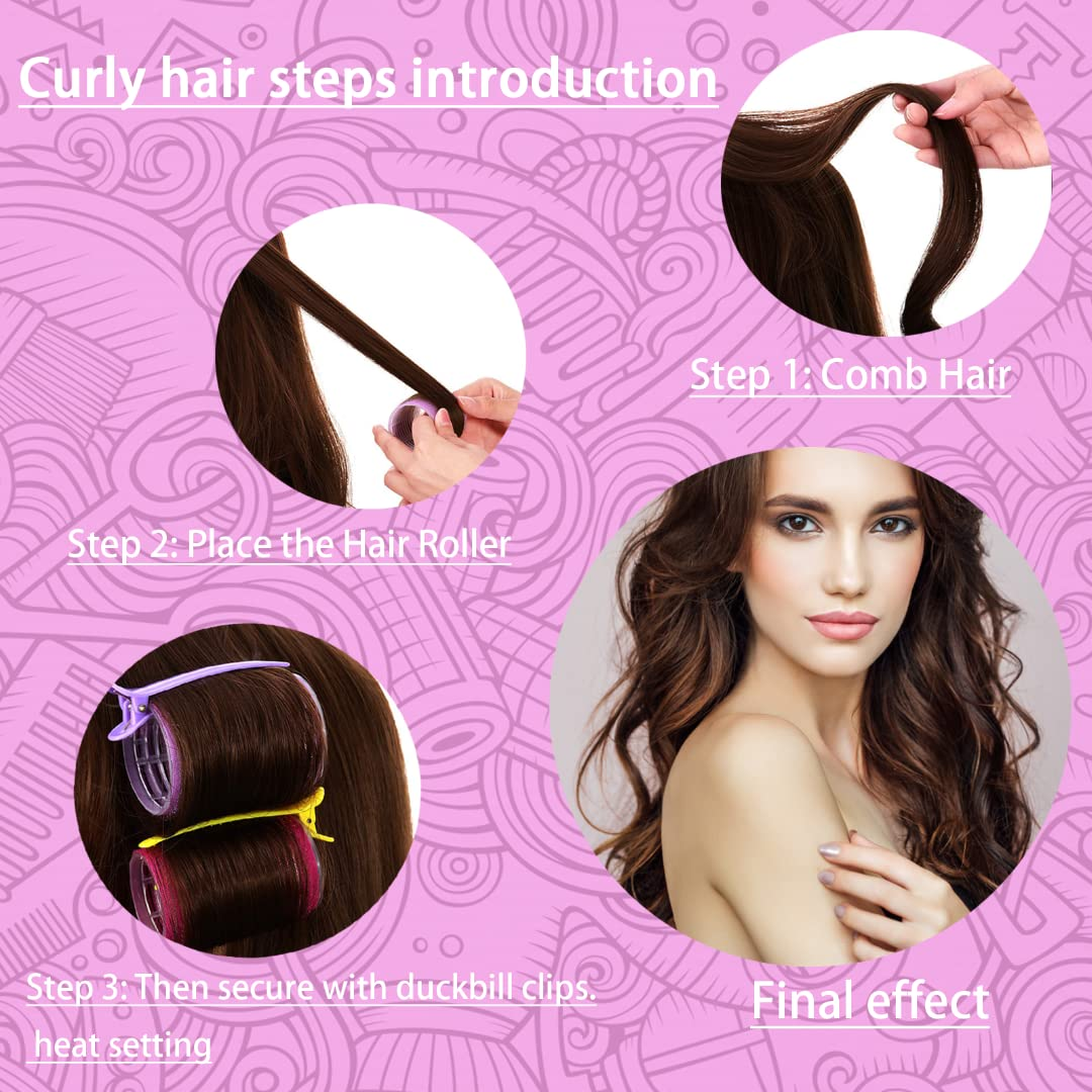 Hair roller set 18 pcs,Jumbo Hair Curlers Rollers with Clips,Self grip
