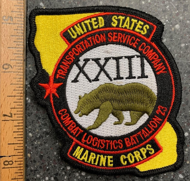 USMC Transportation Service Co. Combat Logistics Battalion 23 Embroidered Patch.