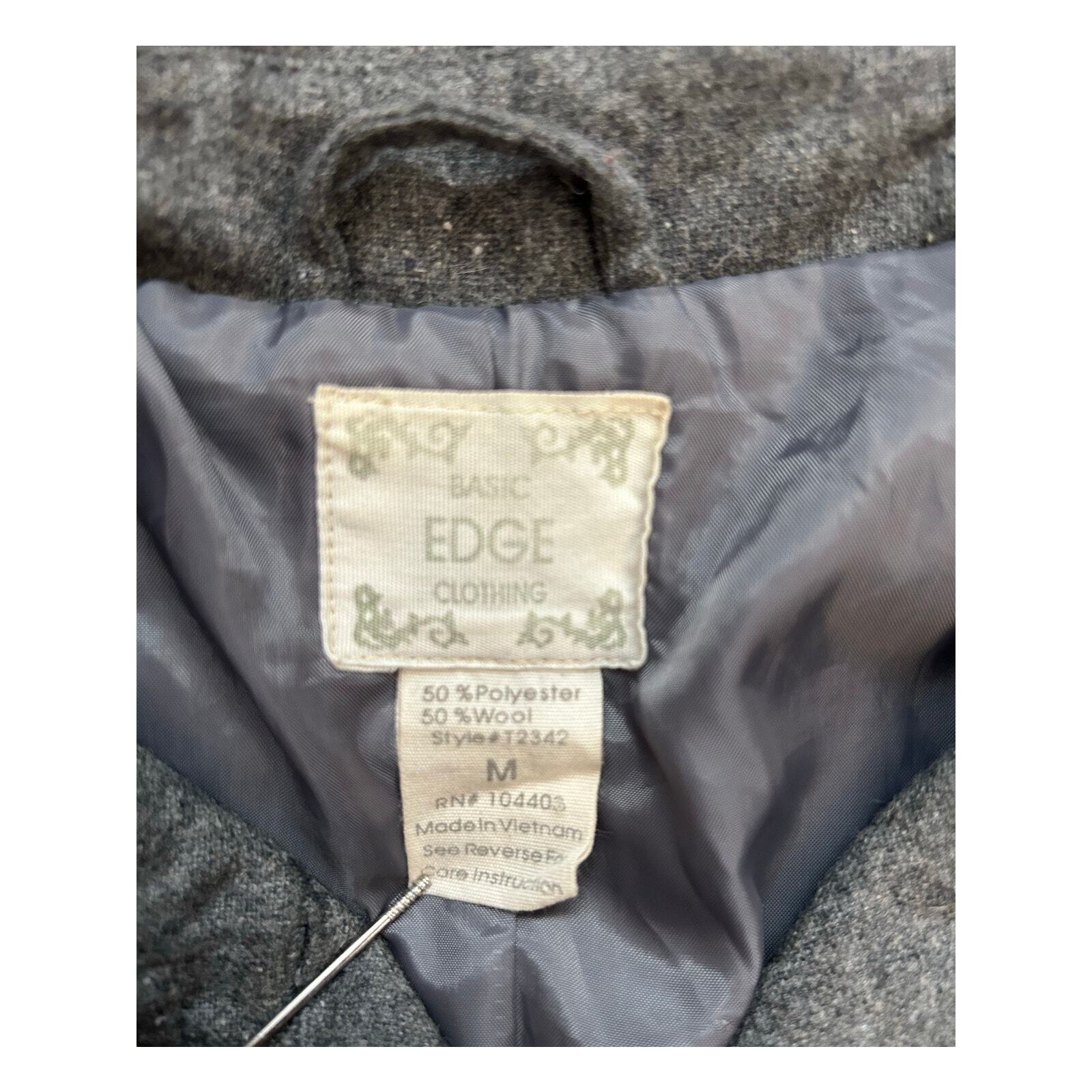 Basic Edge Clothing Gray Button Lined Pea Coat Wo… - image 3