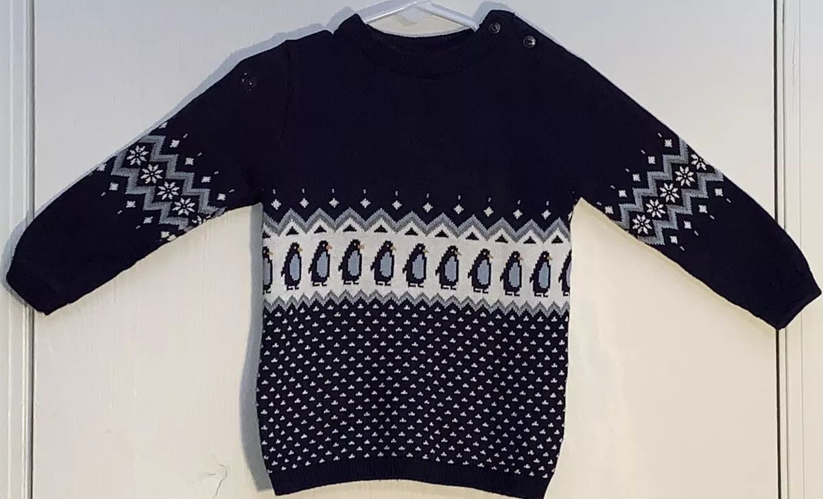H M Baby Boy 12 18M Sweater Long Sleeve Crew Neck Navy Blue Light