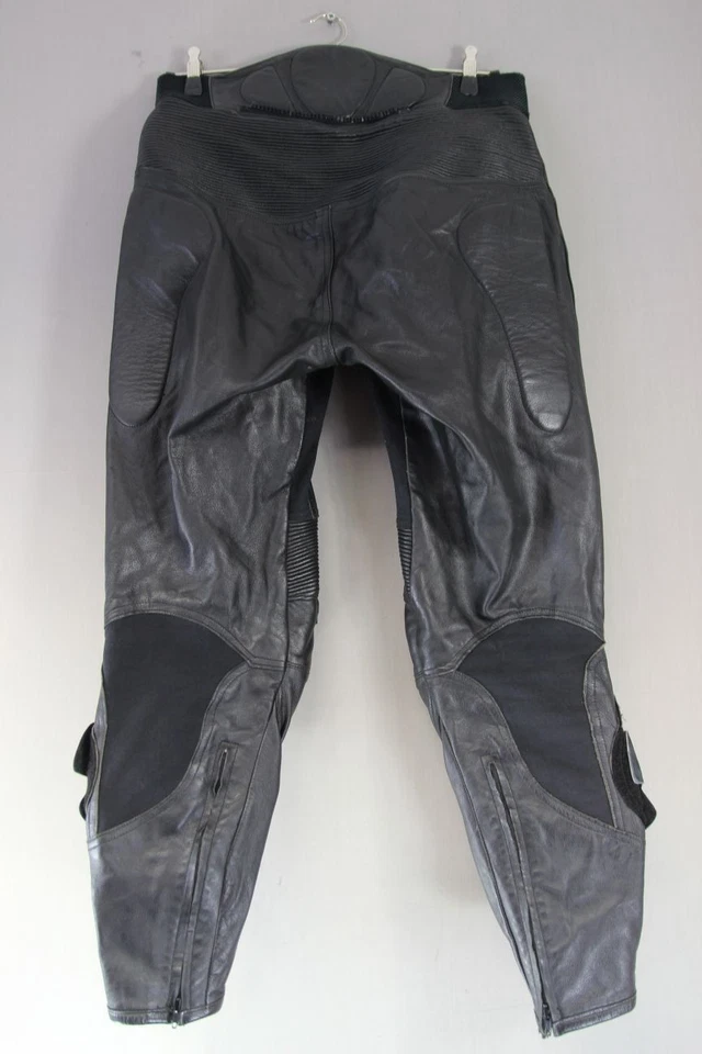 BRITISH MADE SCOTT LEATHERS BIKER TRSRS + ARMOUR/KNEE SLIDERS: WAIST 36"/LEG 31" - Image 2 of 4
