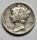 1918-D Mercury Silver Dime 10c - "Very Good Coin" -
