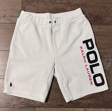 Polo Ralph Lauren White Double Knit Spellout Shorts. Sm. Missing drawstring