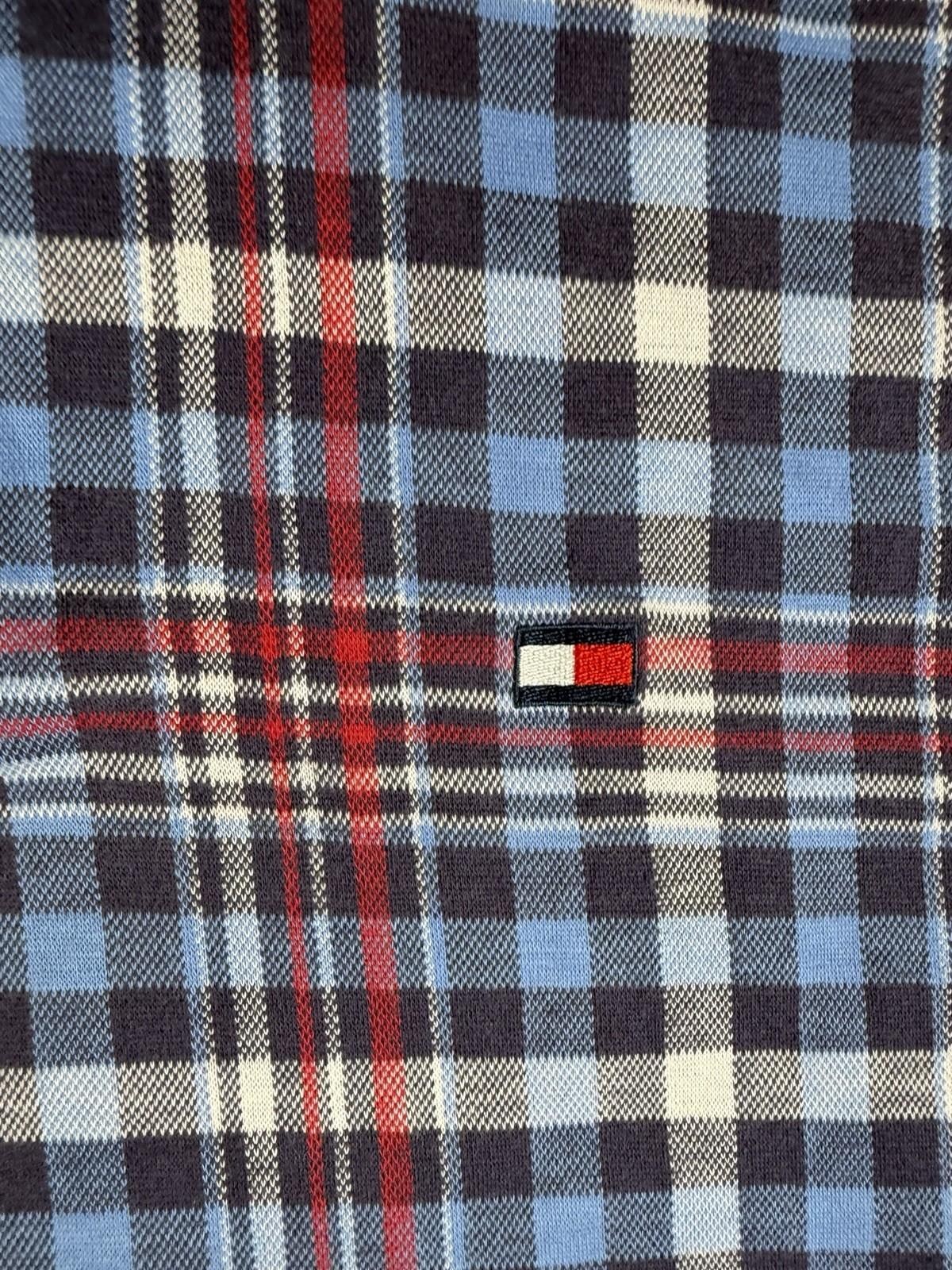 Vintage Tommy Hilfiger Plaid Polo Shirt Mens L Blue Red 90s Cotton thumbnail 2