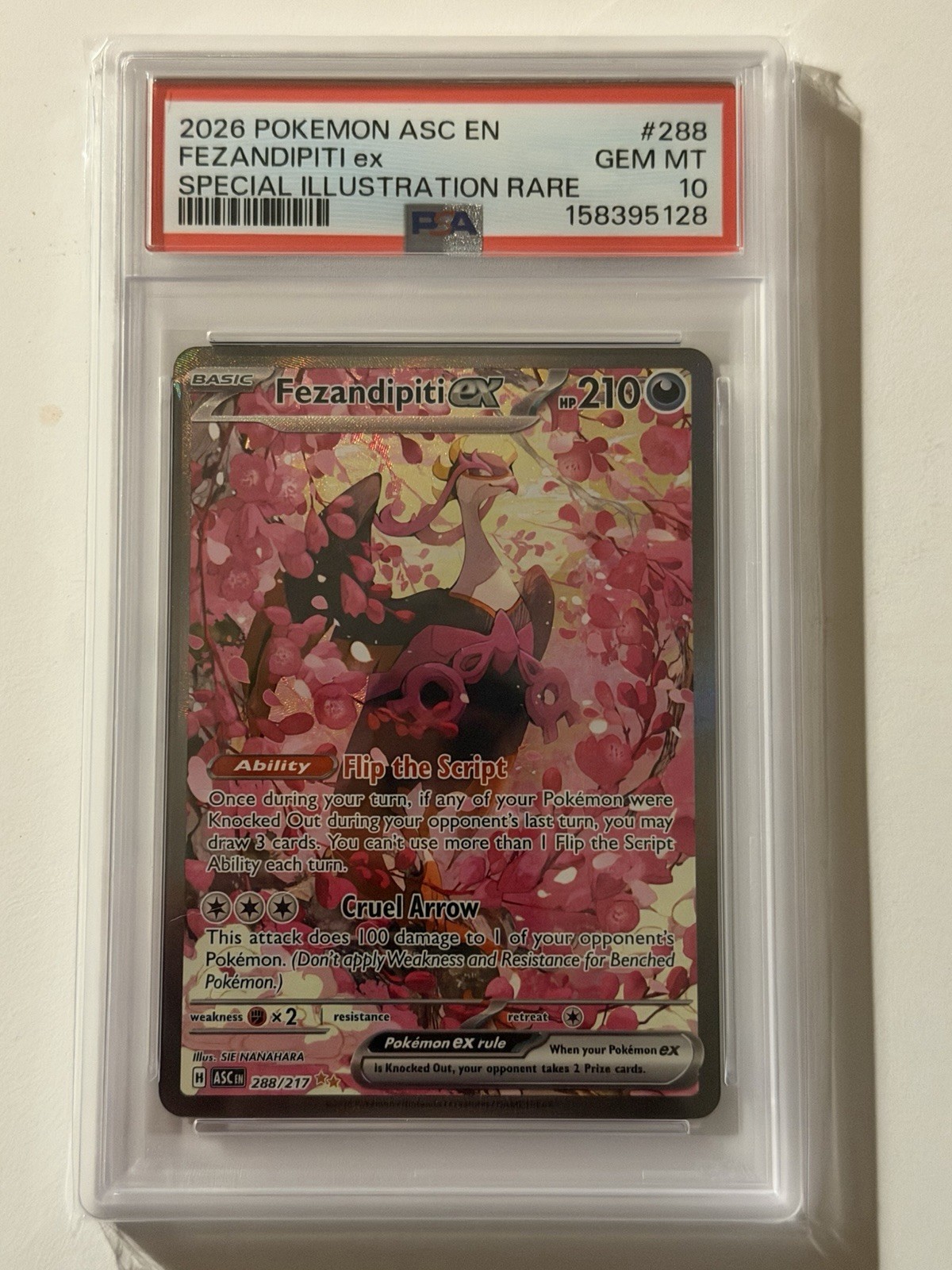 2026 POKEMON ASCENDED HEROES ILLUSTRATION RARE #288 FEZANDIPITI EX PSA 10