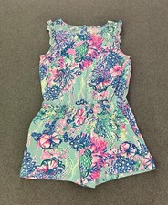 Lilly Puliter Girls Mini Patsi Romper 12-14 Blue Pink Pockets Beach You To It