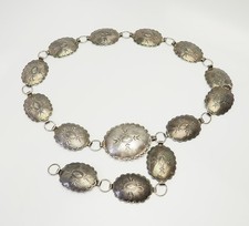 Vintage native southwestern sterling silver handmade concho link belt