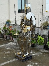 Full Body Medieval Crusader Knight Armor Polished Stainless Steel Suit with Bas