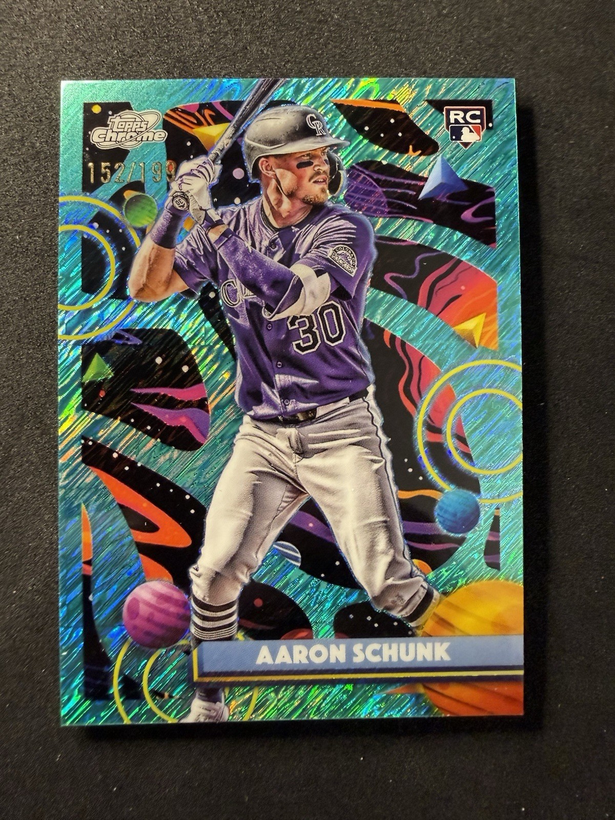 2025 Topps Cosmic Chrome Aaron Schunk Aqua Equinox Refractor /199 #172 Rockies